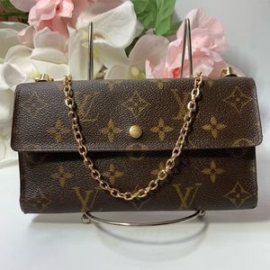 Authentic Louis Vuitton Porte Tresor International Long Wallet on Chain.